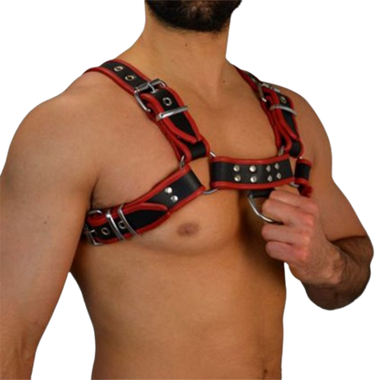 Premium Gay Harness Red color - Adjustable PU Leather Lingerie for Men