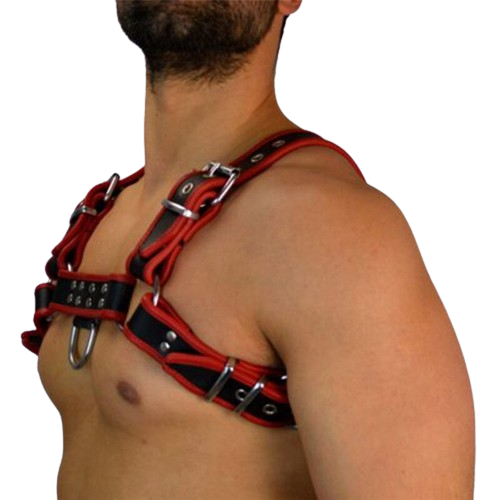 Premium Gay Harness Red color - Adjustable PU Leather Lingerie for Men