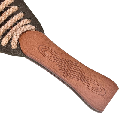 Spanking Paddle - BDSM Bondage Accessories for Domination - Crafted from top-notch leather, wood and hemp rope, this paddle guarantees endless fun. Get your kink on with our discreetly packaged adult sex toy. 