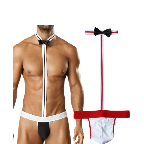 Sexy Red and black Personal Butler Uniform - Erotic Costume for Men