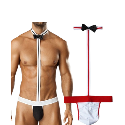 Sexy Red and black Personal Butler Uniform - Erotic Costume for Men