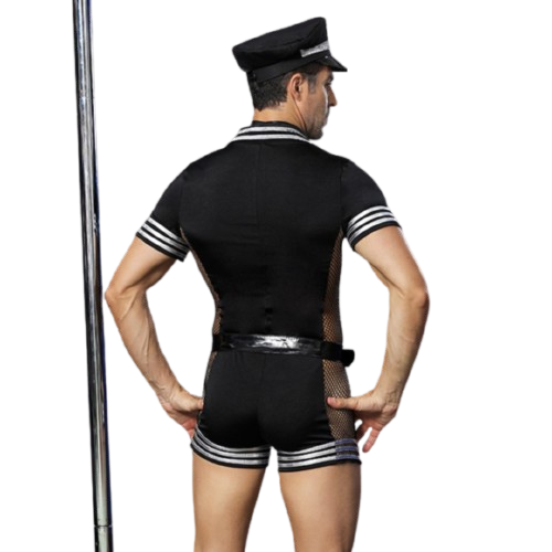 Erotic Policeman Uniform - Sexy Costume for Men - Package includes Bodysuit, Necktie, Hat & Belt.