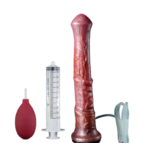 Realistic Horse Dildo - Kit with Dispenser & Pump Horse Cum: In addition to the dildo of 11.2 ", the package includes a dispenser and a pump, to simulate as much as possible the real experience of a horse. The powerful and strong suction cup will guarantee you amazing rides.