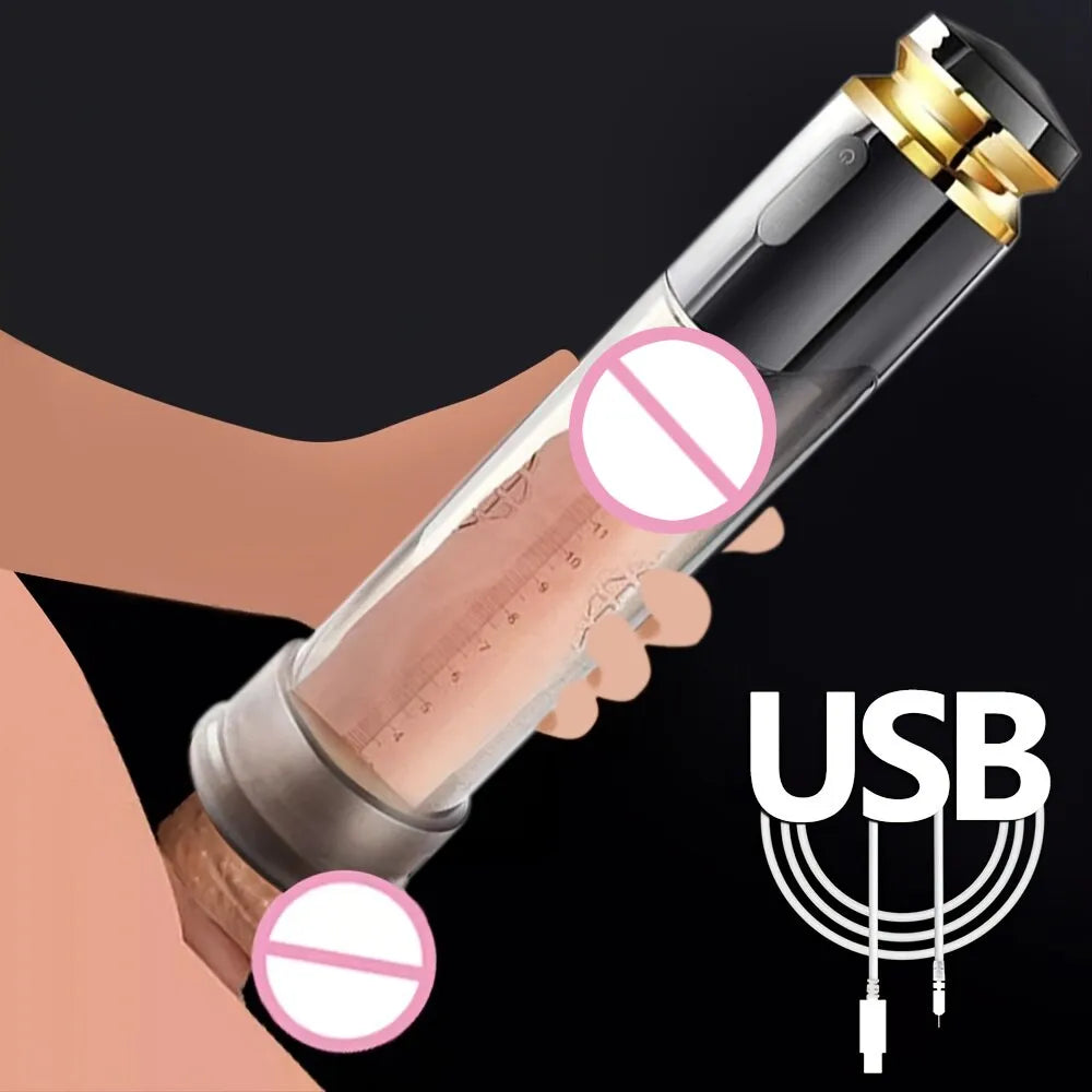 Crafted to amplify your size and prowess, this pump is your secret weapon for those memorable moments. Its penis extender feature ensures longer, more satisfying encounters, while the enlargement enhancer ring provides a snug and comfortable fit, setting the stage for grander moments. USB rechargeable and waterproof (just remember to keep the main engine dry), it's always ready for action. But the magic doesn't stop there. With five adjustable suction modes 