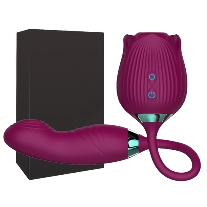 Rose Vibrator & Sucker - Complete Sex Toy for Women - This rose-shaped Sex Toy has 3 different modes of operation: suck, shake & slap. What could be better? Have fun in absolute peace of mind thanks to its low noise, you can also play with it in the shower or bathtub thanks to its water resistance.