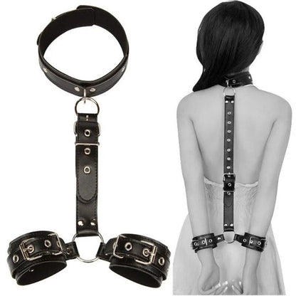 Bondage Handcuffs & Collar - BDSM Accessories for Couple Sex  Crafted from top-quality PU leather and sturdy metal, these accessories are designed to spice up your intimate moments. Whether you're new to BDSM or an experienced enthusiast, this set promises an unforgettable adventure. Shop Now!  DISCREET PACKAGING Materials: PU Leather & Metal Adjustable