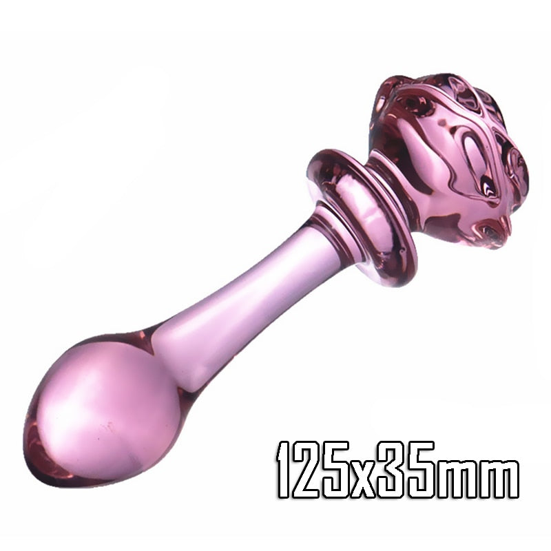 Pink Glass Dildos - Anal e Vaginal Sex Toys for Women 