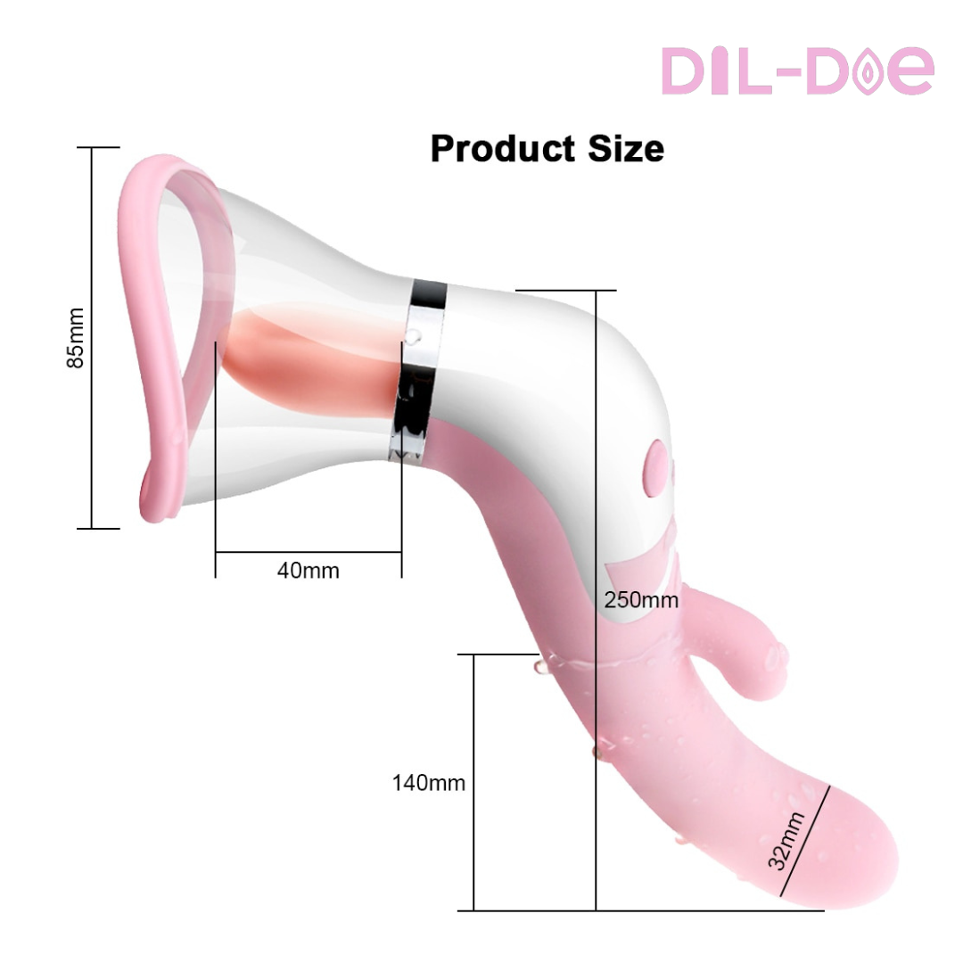 This elegant and feminine Dildo Vibrator in addition to having 12 different intensities, will give you unique sensations thanks to its suction cup, it will suck your nipples and clit until they touch the vibrating tip that will stimulate you better than a real tongue.