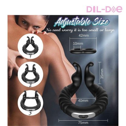 Feel the ultimate male pleasure with this vibrating dick ring & prostate massager function included. Vibrant, waterproof, high quality medical silicone and 10 different vibrations, which will make you 100% satisfied.  DISCREET PACKAGING  Material: Medical Silicone Color: Black USB Recharge Waterproof: Yes 10 Strong Vibration Modes Measures: 2.9" * 1.6" (7.5cm * 4cm) Weight: 2.5oz (77g)  Package Includes: Cock Ring Vibrator & Charging Cable
