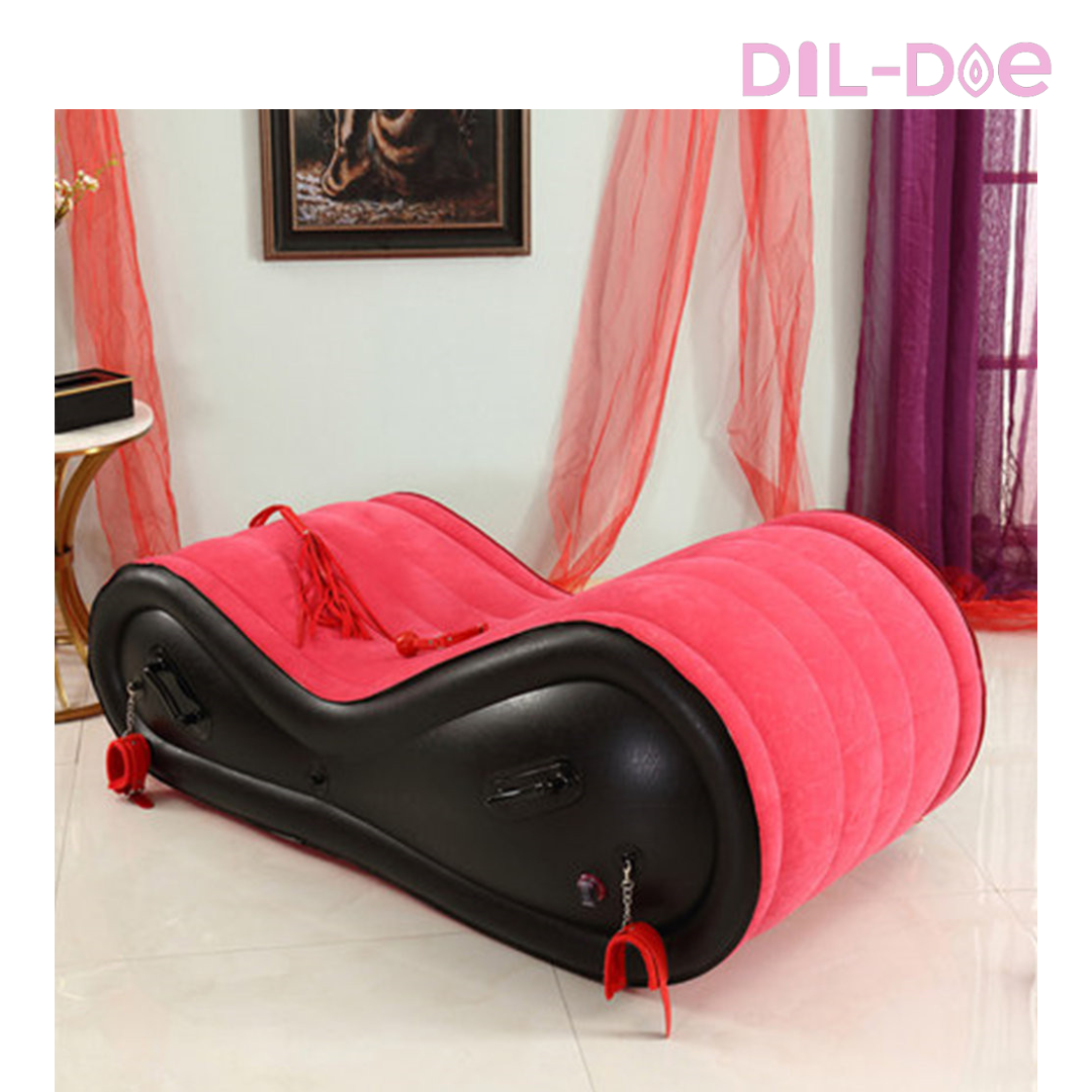 Inflatable Sofa with Handcuffs & Electric Air Pump - Comfortable Sex - With the included electric air pump inflating it will be a breeze, and if you want to add more transgression there are also included & easily attached handcuffs. 