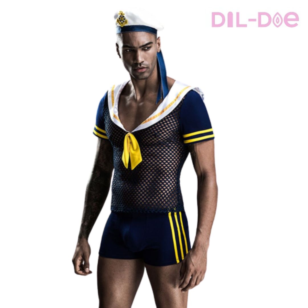 This uniform is suitable for any situation, a party with friends or a more erotic situation. If you want to spice things up, this navy costume is a must-have in your wardrobe.  Material: Polyester Packaging Includes: Vest, Hat & Boxer.  Measures Chest: 28.3" - 39.4" (72 - 100cm) Hip: 35.4" - 45.3" (90 - 115cm) One size suits for normal S-M