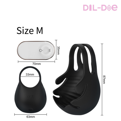Testicle Vibrator Remote Control - Silicone Dick Ring 9 Vibrations: This 2 in 1 Remote Control Testicles Vibrator will give you continuous moments of well-being and pleasure. It is comfortable to be worn anywhere and at any time, stimulating both the testicles with a massage and the penis with its vibrating rings.