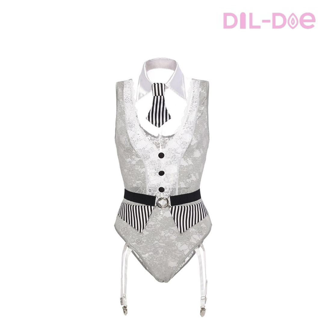 Women's Schoolgirl Bodysuit - This enticing polyester and lace bodysuit comes complete with a tie, belt, glasses, pointer, and stockings. Perfect for adding a playful twist to your roleplay or spicing things up. Get ready to teach unforgettable lessons!