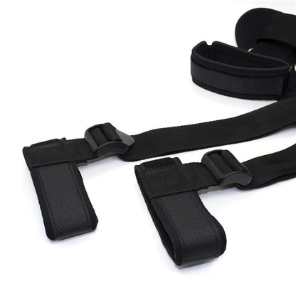 Traditional buckle closures allow for easy size adjustment to fit all sizes. Thick nylon straps and quick release clips provide added security.  Under Bed Straps: add the rips under the bed and paralyze your partner.. (Or even your opponent...) Open Legs Straps: tie her/him up and take control over your partner. Hand Ankle Cuffs: bind her/him wrists and ankles and be her/him master/mistress.