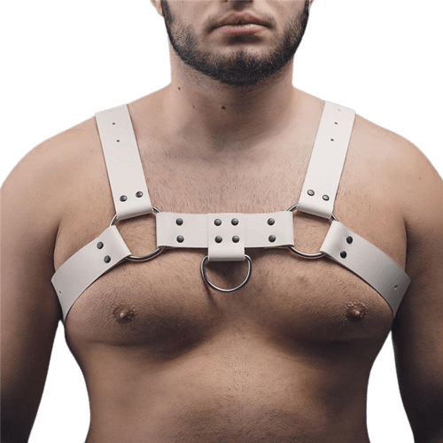 This Harness will make you really sexy. It is easily adjustable and you can also use the ring to let you lock or pull.  DISCREET PACKAGING Material: PU Leather Measures: Adjustable, Fits great with most sizes